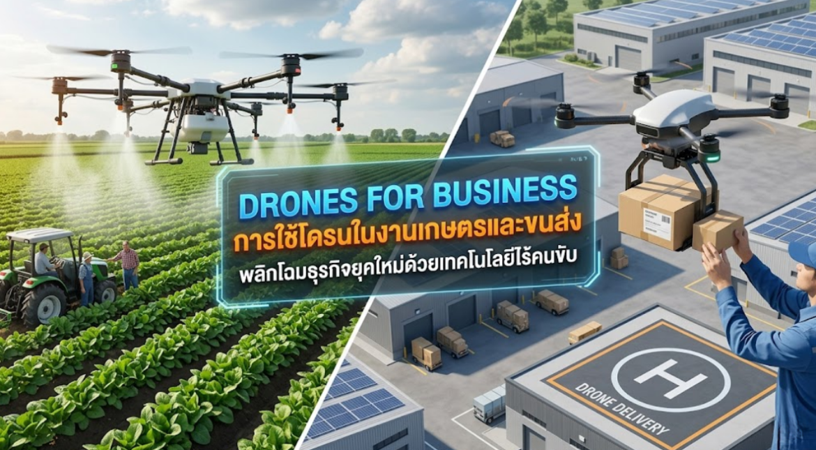 Drones for Business การใช้โดรนในงานเกษตรและขนส่ง พลิกโฉมธุรกิจยุคใหม่ด้วยเทคโนโลยีไร้คนขับ