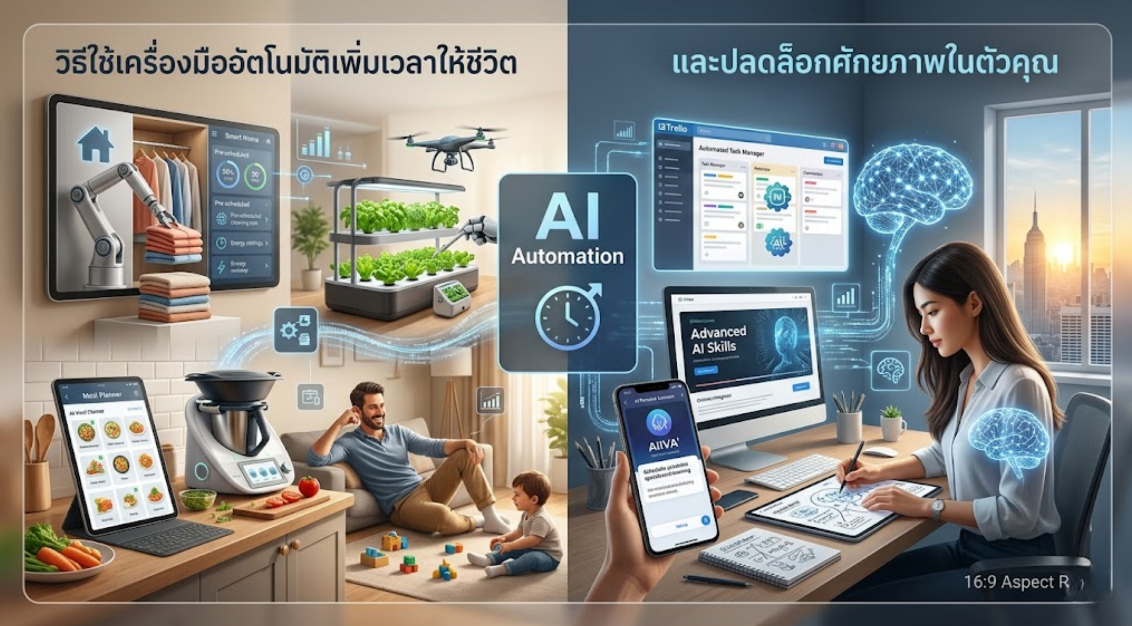 AI Automation วิธีใช้เครื่องมืออัตโนมัติเพิ่มเวลาให้ชีวิต และปลดล็อกศักยภาพในตัวคุณ